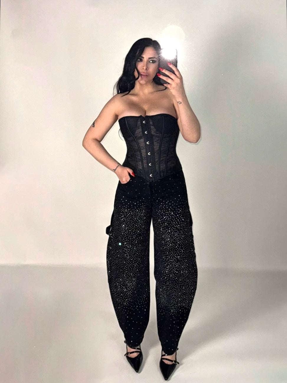 Jeans balloon elastico con strass “Luana”