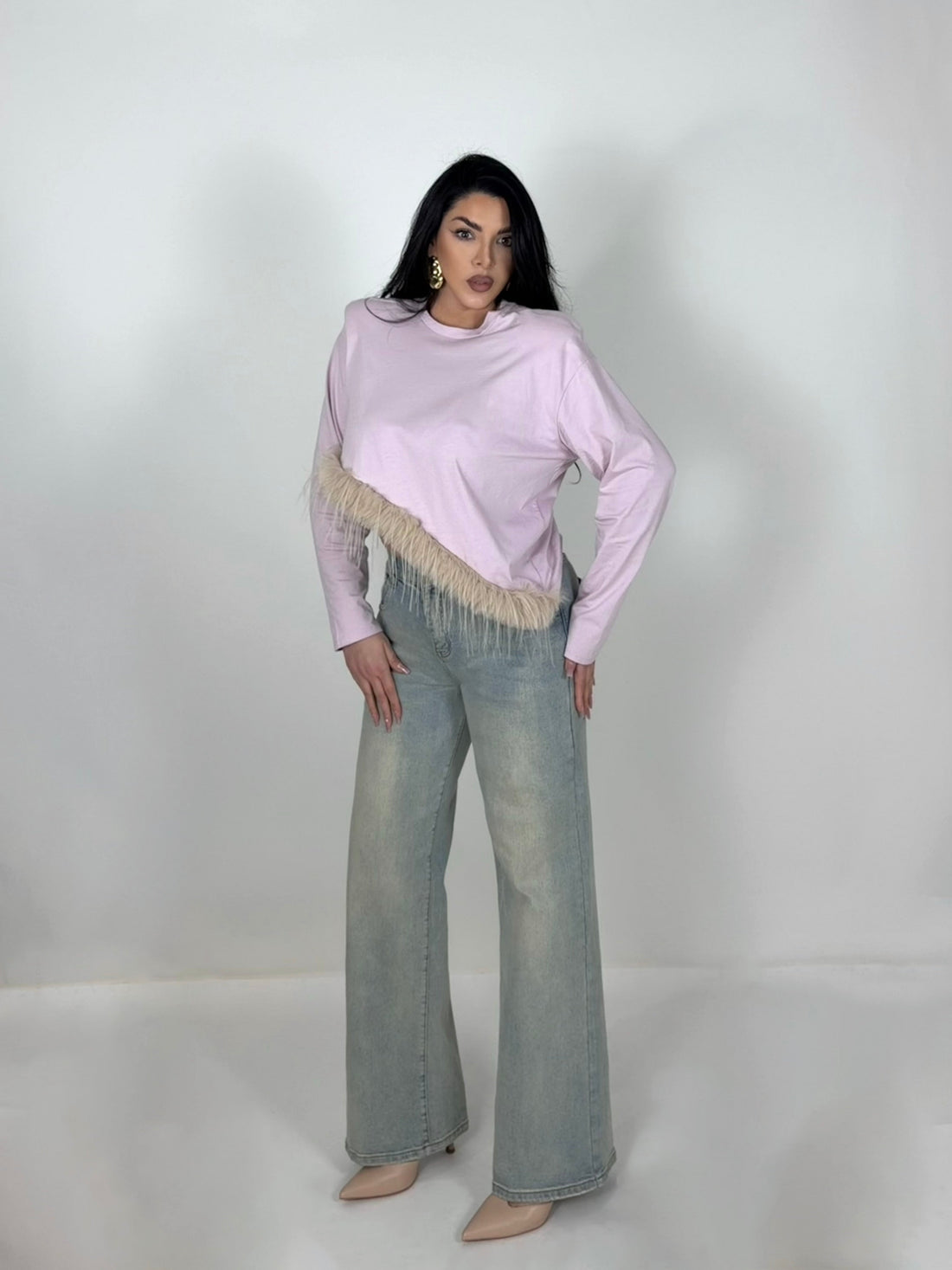 Jeans a palazzo sabbiato “Jolie”