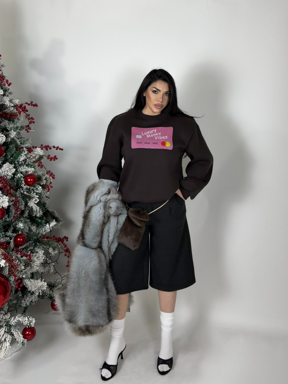 Maxi felpa con spalline rinforzate “Money Vibes”