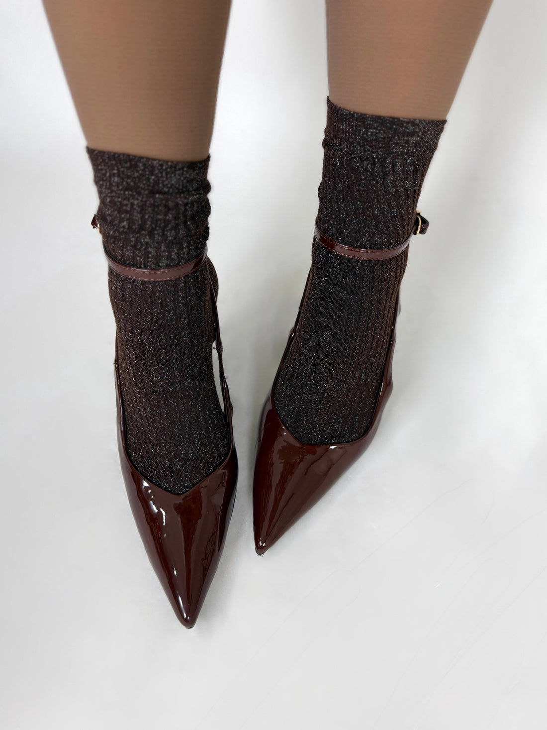 Calze corte in maglia lurex