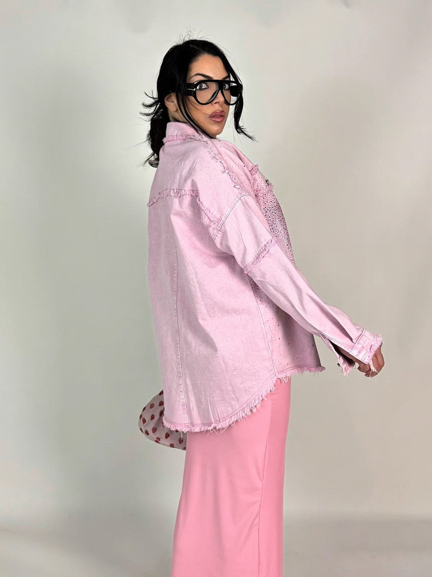 Giacca in jeans con strass “Megan”