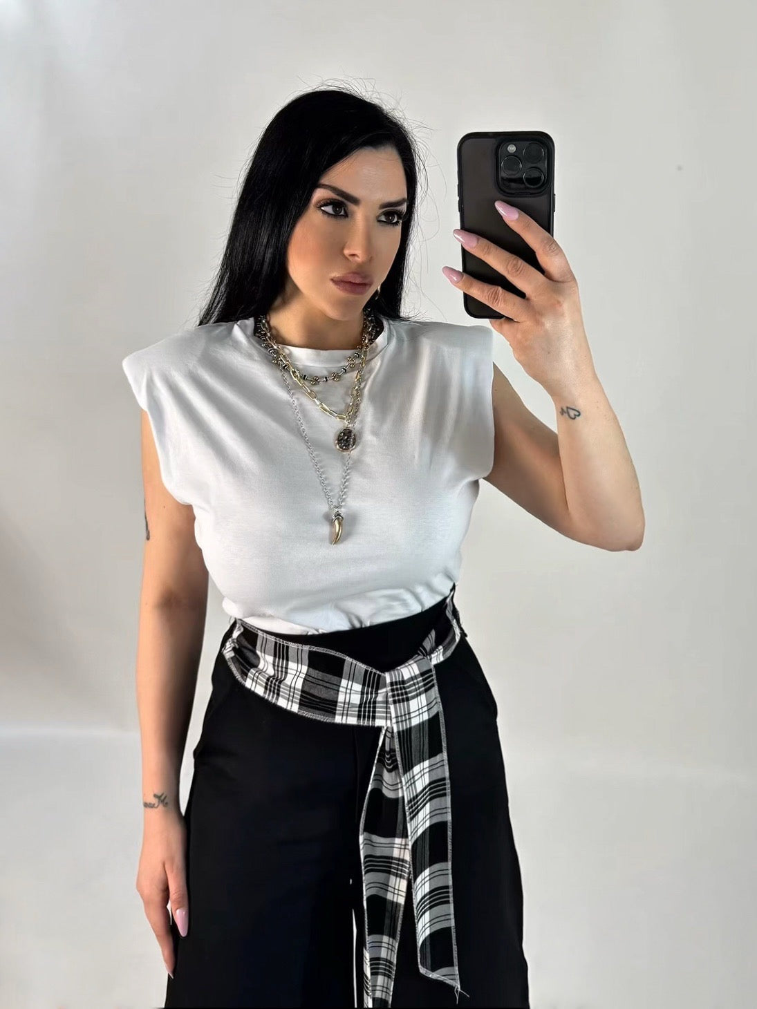 T shirt in cotone con spalline “Ginevra”