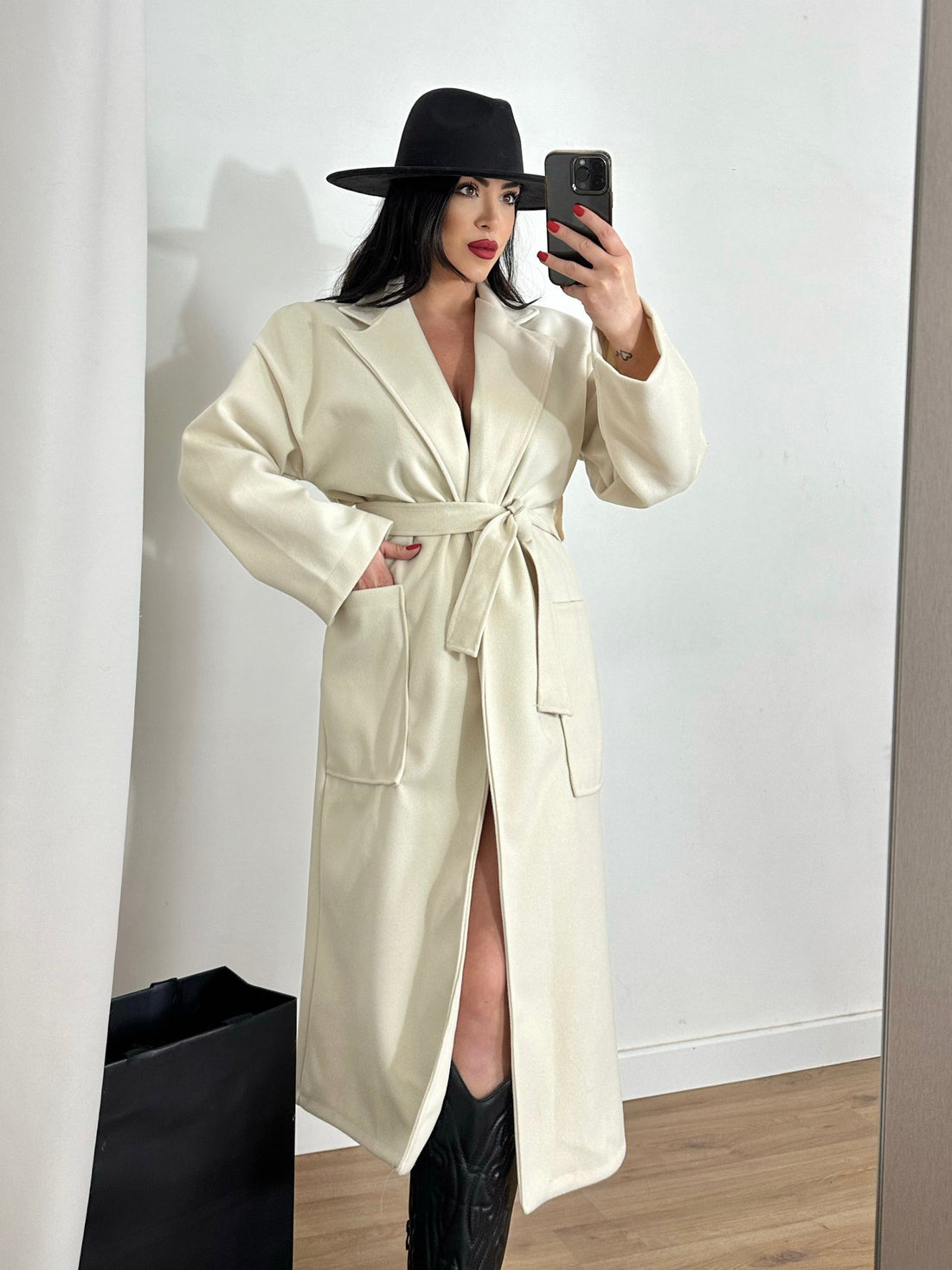 Cappotto lungo con fusciacca "Monica"