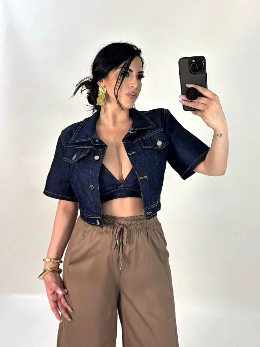 Coordinato top e giacca in jeans “Pamela”