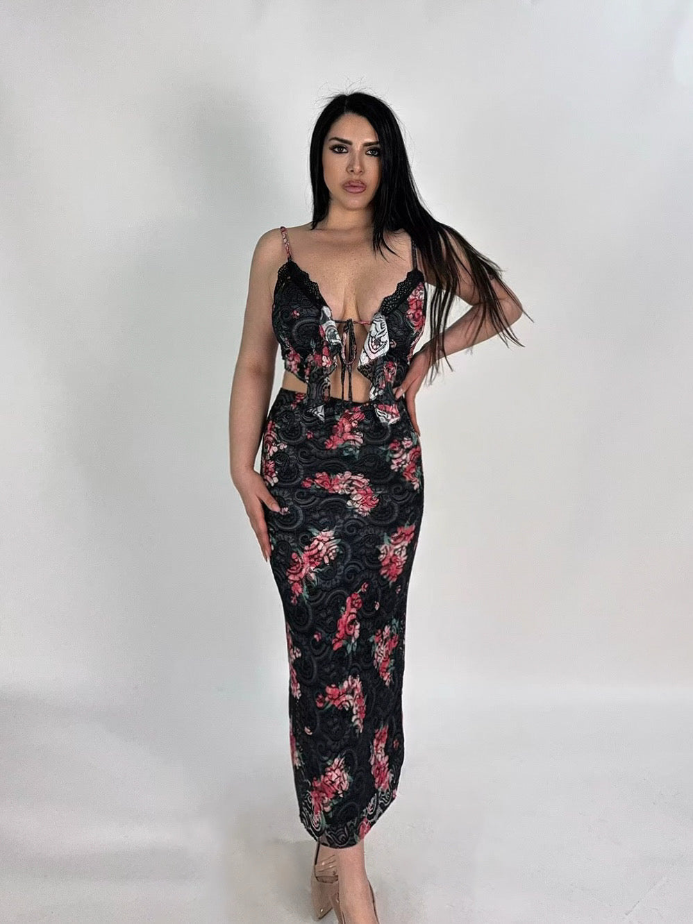 Coordinato in pizzo top e gonne “Luisa”