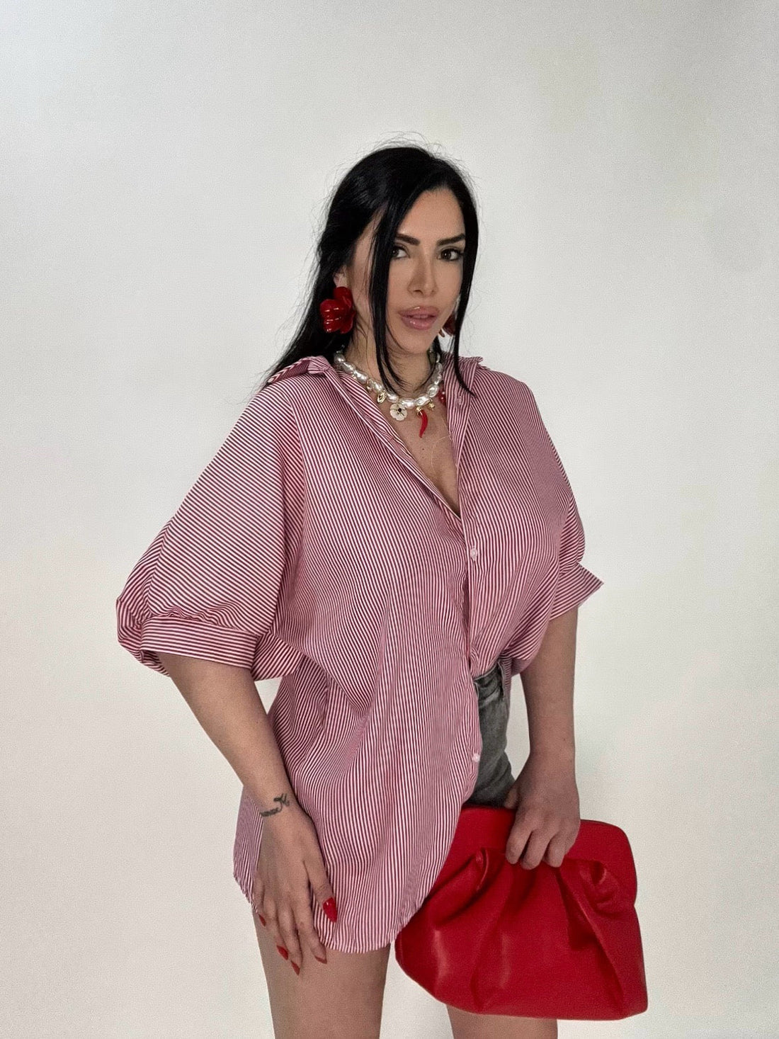 Camicia in cotone a righe con scollo dietro “Charlotte”