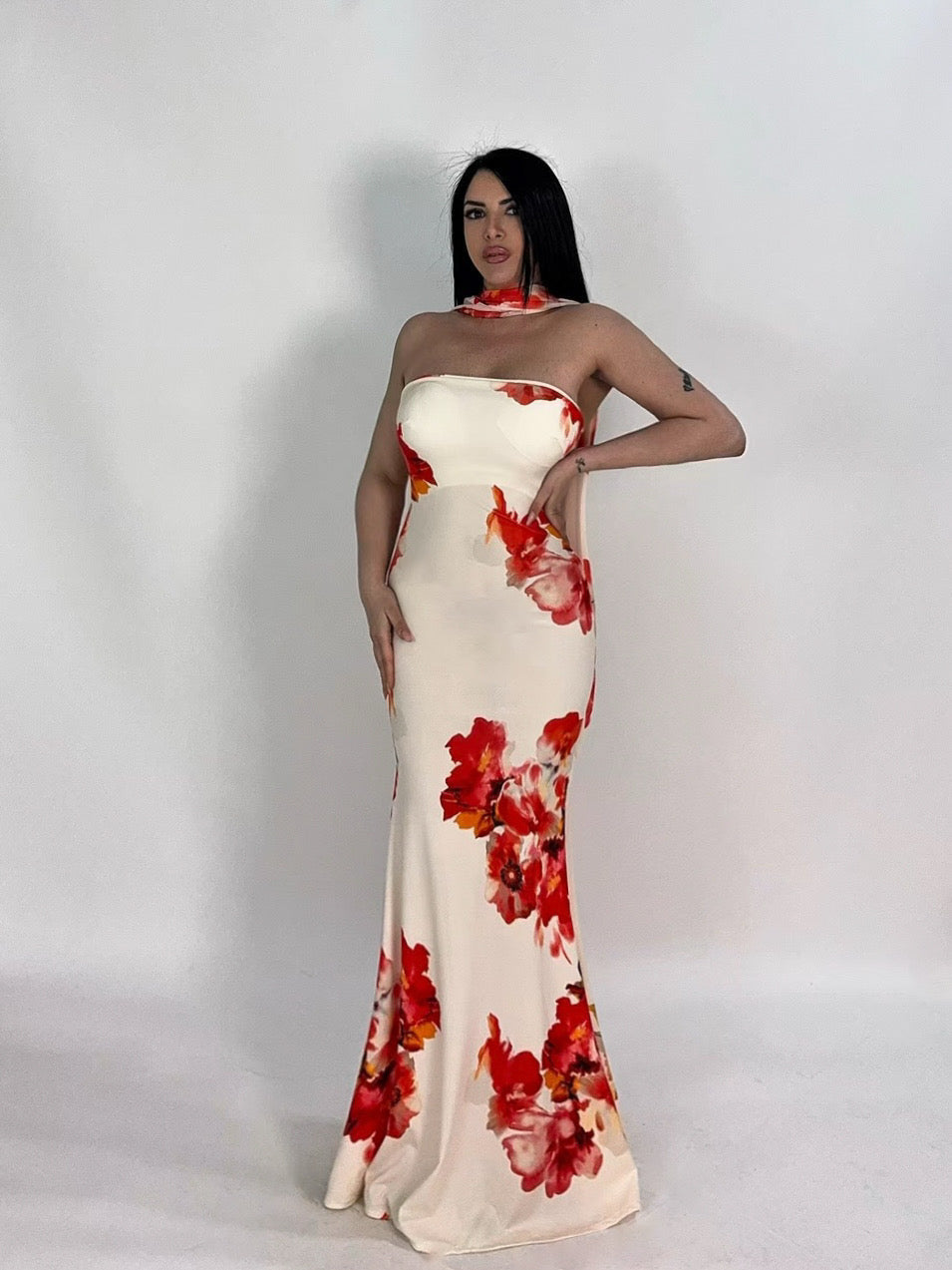 Abito a sirena con stola “Matilde”