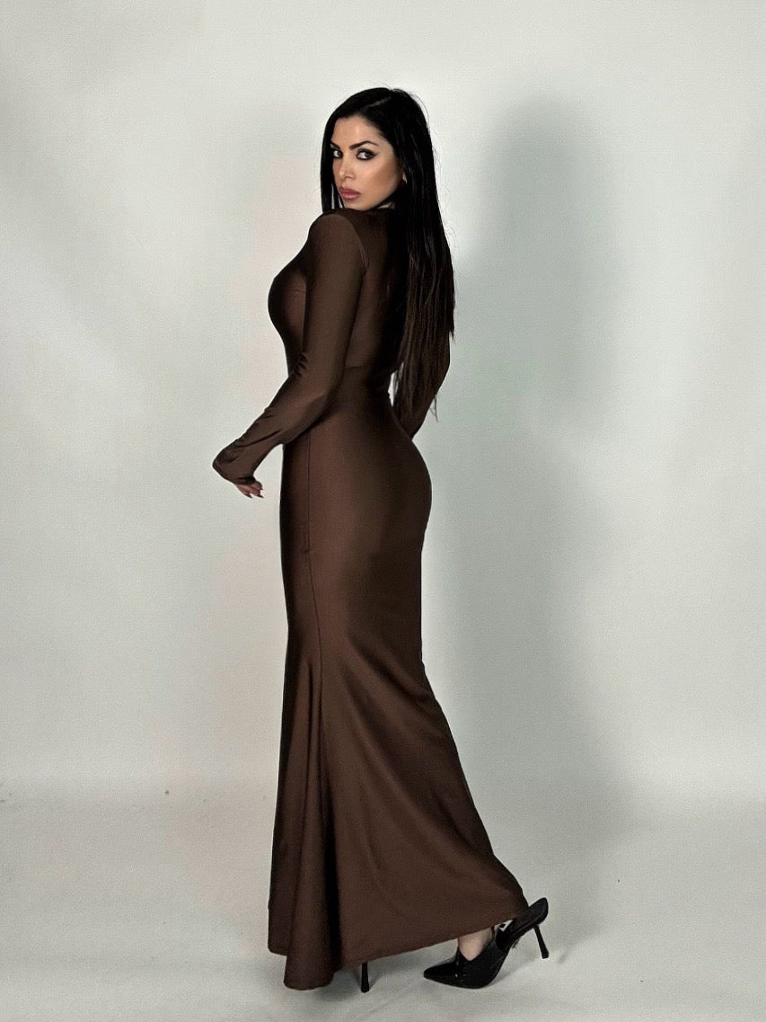 Abito a sirena con maniche a guanto “Flavia”