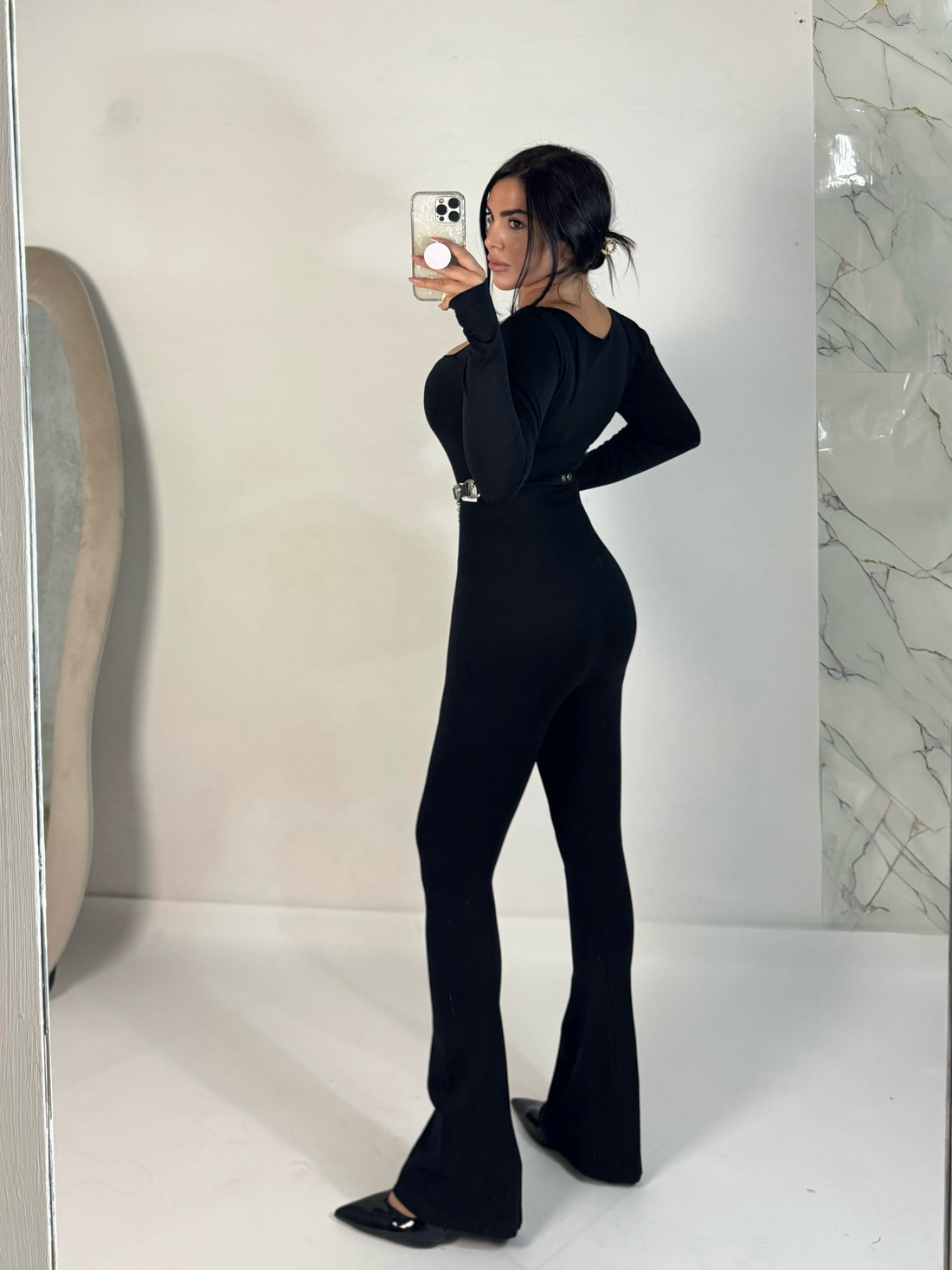 Tuta modellante a zampa “Ombra”