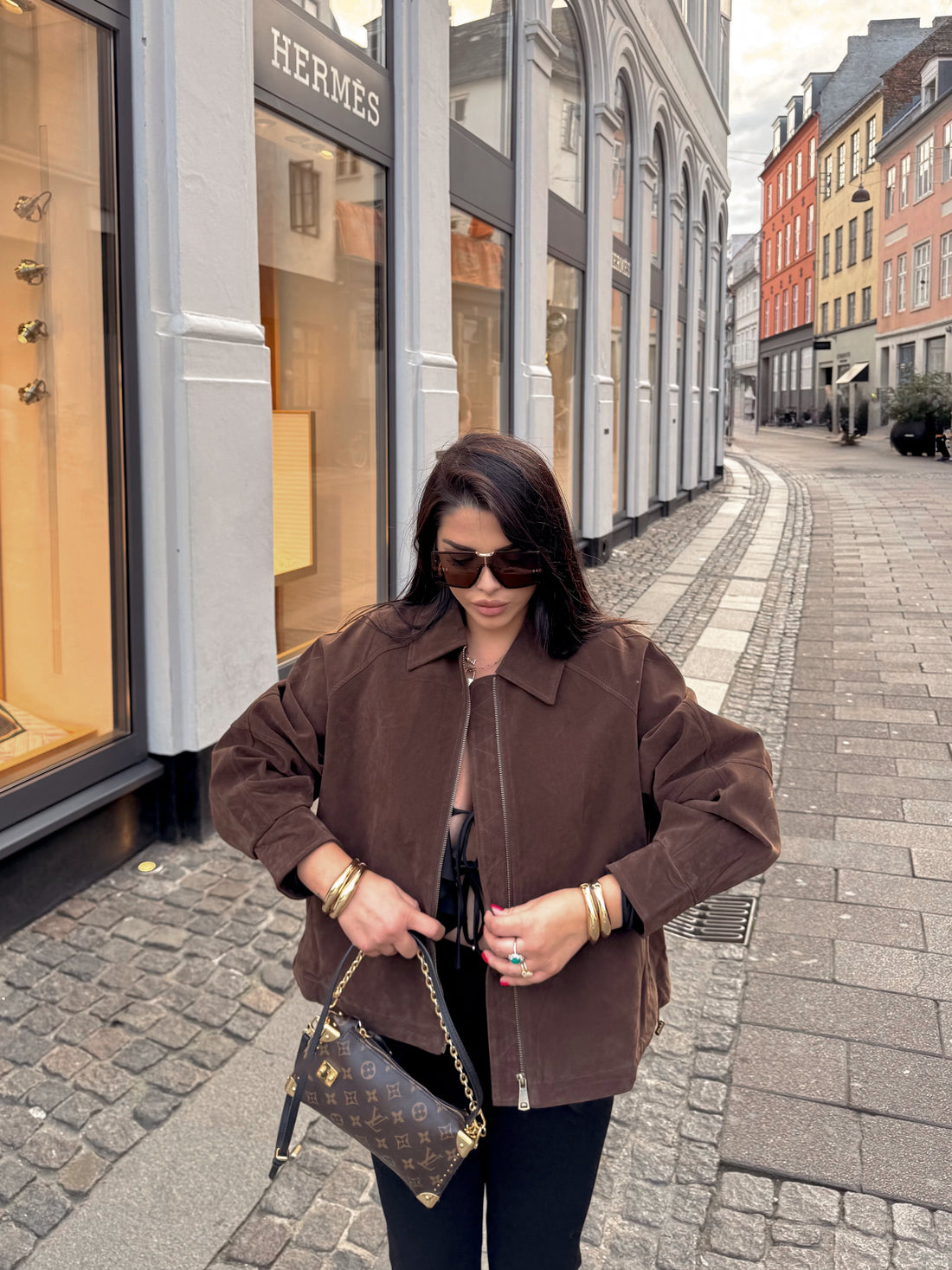 Giacca bomber effetto scamosciato “Choco”