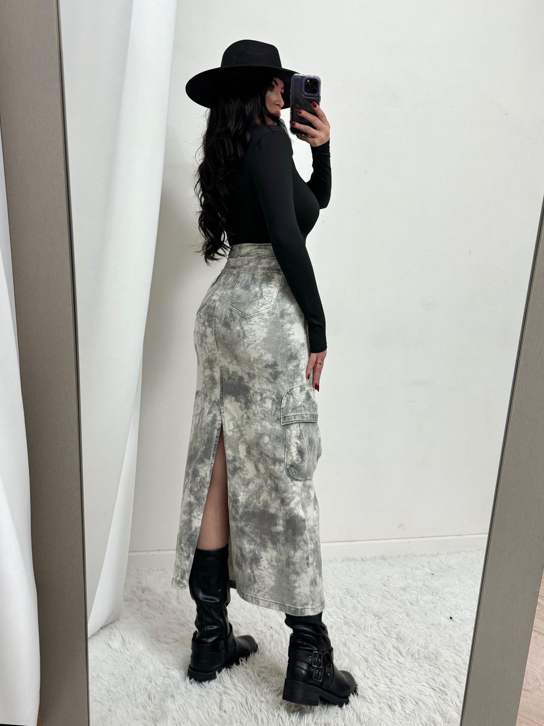 Gonna lunga cargo elastica “Valeria”