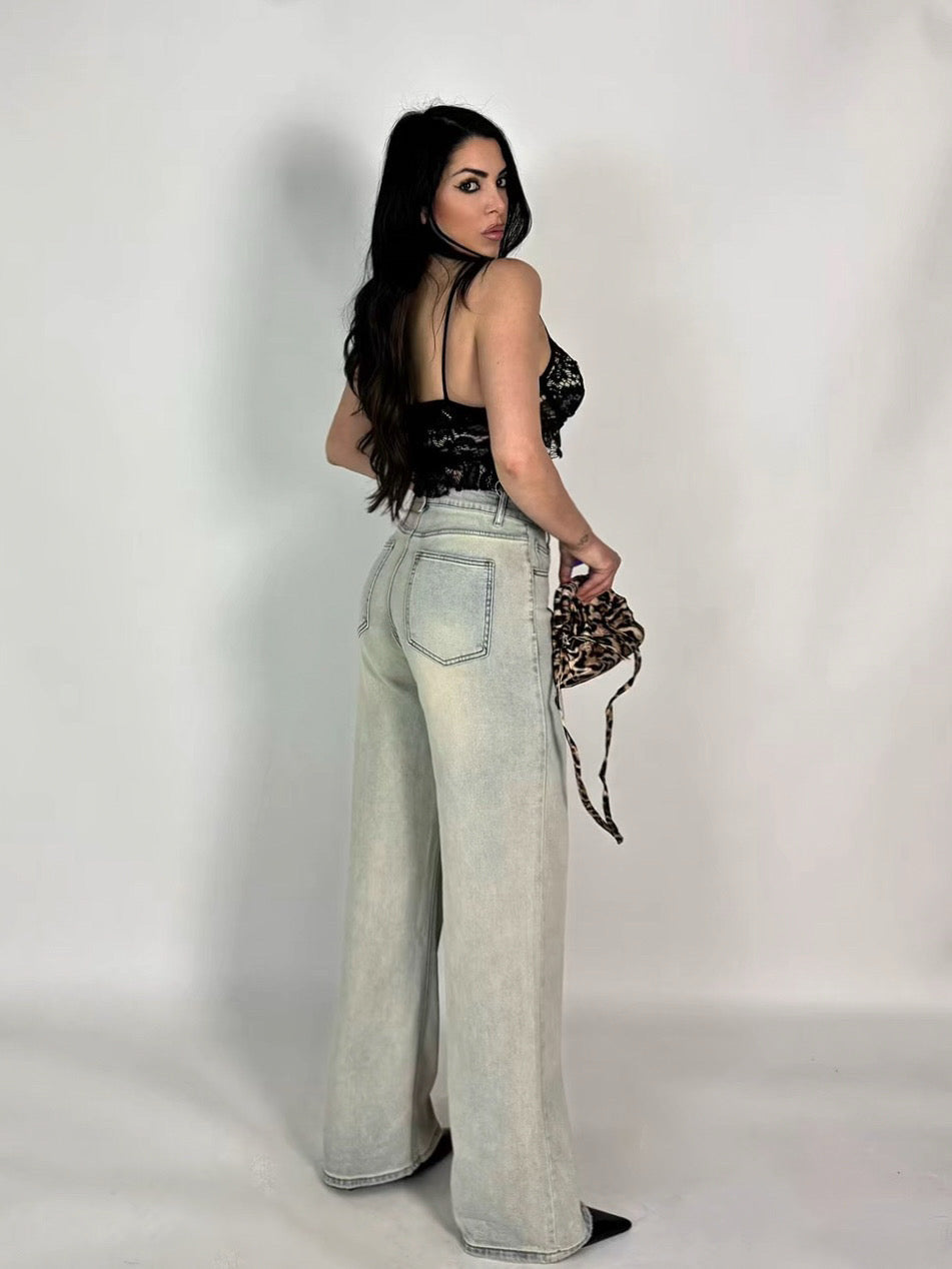 Jeans wide leg sabbiato “Anastasia”